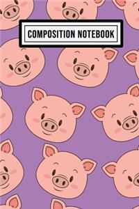 Pig Wide Ruled Composition Notebook