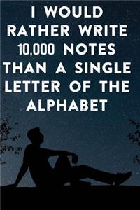I would rather write 10,000 no single letter of the alphabet
