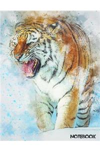 Unruled, Unlined Tiger Notebook (8.5 x 11 inches) Large - 150 Pages