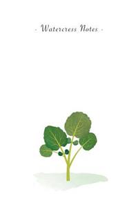 Watercress Notes: 6x9 Unruled Blank Notebook - Watercolor Texture Healthy Vegetable Food Spice Illustration Cover. Matte Softcover and White Interior Papers.