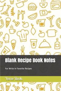 Blank Recipe Book Notes