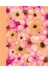 Sketch Journal: Watercolor Flower Petals (Orange) 8x10 - Pages Are Lined on the Bottom Third with Blank Space on Top