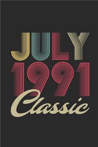 Classic July 1991: Blank Lined Notebook / Journal (6 X 9) - July Birthday Gift and July Anniversary Gift