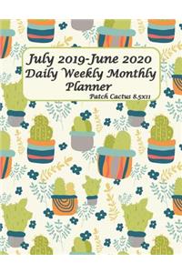 July 2019-June 2020 Daily Weekly Monthly Planner Patch Cactus 8.5x11