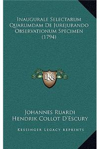 Inaugurale Selectarum Quarumdam De Jurejurando Observationum Specimen (1794)