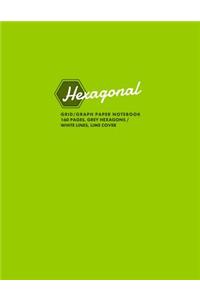 Hexagonal Grid/Graph Paper Notebook, 160 Pages, Grey Hexagons / White Lines, Lime Cover