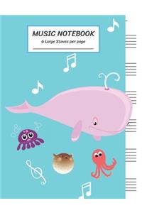 Music Notebook 6 Large Staves Per Page