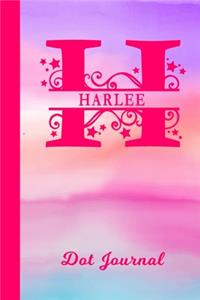 Harlee Dot Journal: Personalized Custom First Name Personal Dotted Bullet Grid Writing Diary - Cute Pink & Purple Watercolor Cover - Daily Journaling for Journalists & 