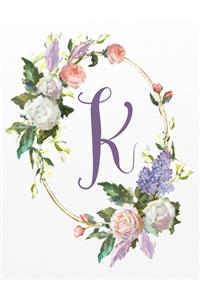 K: White Pink Floral 8.5"x11" Lined Notebook