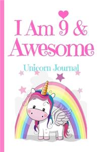 Unicorn Journal I Am 9 & Awesome