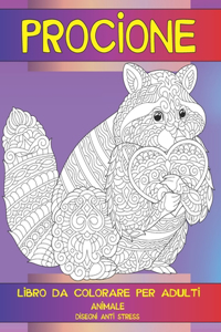 Libro da colorare per adulti - Disegni Anti stress - Animale - Procione