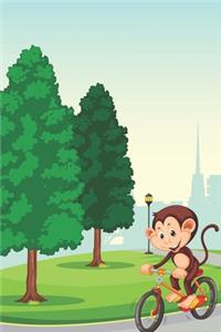 Monkey Riding Bicycle - Blank Lined Notebook