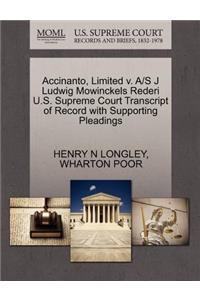 Accinanto, Limited V. A/S J Ludwig Mowinckels Rederi U.S. Supreme Court Transcript of Record with Supporting Pleadings