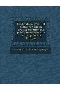 Food Values; Practical Tables for Use in Private Practice and Public Institutions - Primary Source Edition