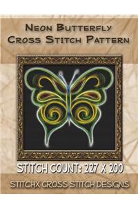 Neon Butterfly Cross Stitch Pattern