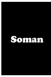 Soman - Black Notebook / Journal / Extended Lined Pages / Soft Matte Cover