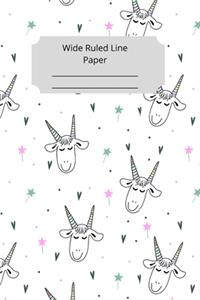 Cute Baby Goat Theme Wide Ruled Line Paper