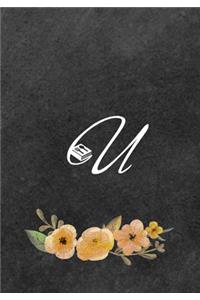 Initial Monogram Letter U on Chalkboard