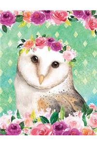 My Big Fat Journal Notebook For Bird Lovers Owl In Flowers