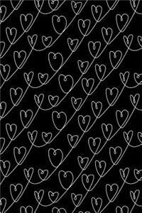 Bullet Journal Notebook White Scribbly Hearts Pattern 1