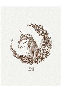 Vintage Unicorn 2018 Weekly Monthly Planner