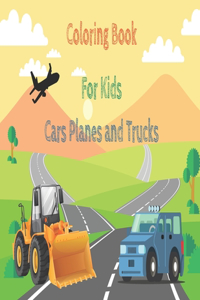 coloring book for kids cars planes and trucks