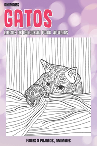 Libros de colorear para adultos - Flores y pájaros, animales - Animales - Gatos