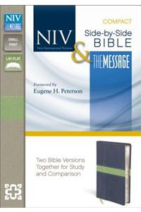 NIV, The Message, Side-by-Side Bible, Compact, Imitation Leather, Blue/Green