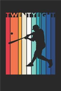 Baseball Notebook for 28 Year Old Women and Men - Vintage Baseball Journal - 28th Birthday Gift for Baseball Player Diary
