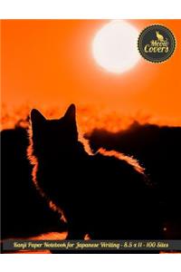 Meow Covers Kanji Paper Notebook for Japanese Writing - 8.5 X 11 - 100 Sites