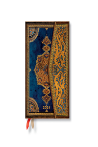 Paperblanks 2024 Safavid Indigo Safavid Binding Art 12-Month Mini Horizontal Wrap Closure 160 Pg 100 GSM