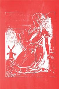 Alice in Wonderland Pastel Chalkboard Journal - Alice and The White Rabbit (Red)