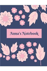 Anna's Notebook: - My Name Journal, Lined Journal, 100 pages, 8.5x11 large print, Soft Cover, Matte Finish.