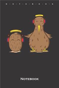 Kiwi bird and fruit listen to Music Notebook
