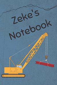 Zeke's Notebook: Heavy Equipment Crane Cover 6x9" 200 pages personalized journal/notebook/diary