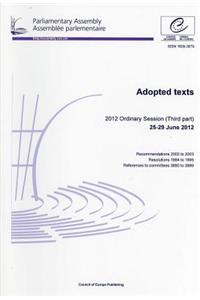 Adopted Texts: 2012 Ordinary Session (Third Part)