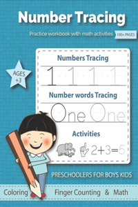 Numbers Tracing practice for boys Preschoolers Ages 3-5