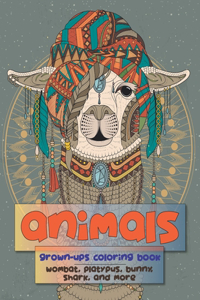 Animals - Grown-Ups Coloring Book - Wombat, Platypus, Bunny, Shark, and more
