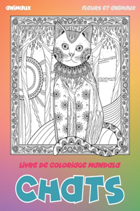 Livre de coloriage Mandala - Fleurs et animaux - Animaux - Chats