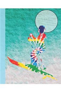 Awesome Tie-Dyed Skier White Teal Snow Full Moon Night Composition Wide-ruled blank line School Notebook Sandy Closs