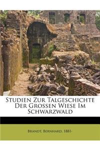 Studien Zur Talgeschichte Der Grossen Wiese Im Schwarzwald