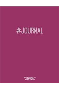 Notebook for Cornell Notes, 120 Numbered Pages, #JOURNAL, Plum Cover