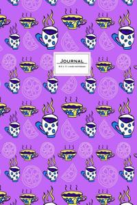 Journal - 8.5 X 11 Lined Notebook: Large, Ruled, 110 Pages. Purple Teacups