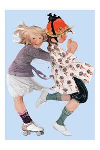 Girls Rollerskating Friendship Card