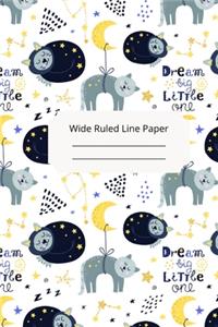 Sleep Cat Theme Wide Ruled Line Paper