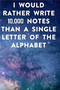I would rather write 10,000 no single letter of the alphabet