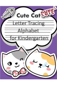 Cute Cat Trace Letters alphabet for kindergarten