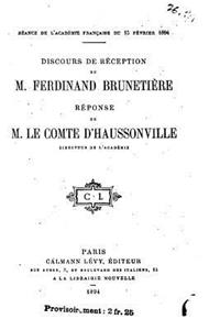 Discours de réception de M. Ferdinand Brunetière, Réponse de M. le comte d'Haussonville