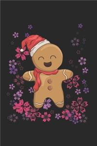 Christmas Gingerbread Man Flowers Notebook