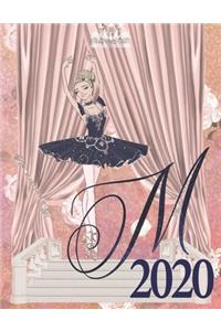 2020 Weekly Planner - Ballerina Princess Monogram Initial Letter 